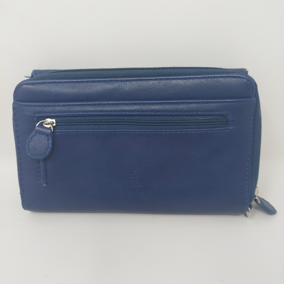 Safe Keeper Dark Blue Faux Leather RFID Zip Around Trifold Snap Closure Wallet - Picture 2 of 10